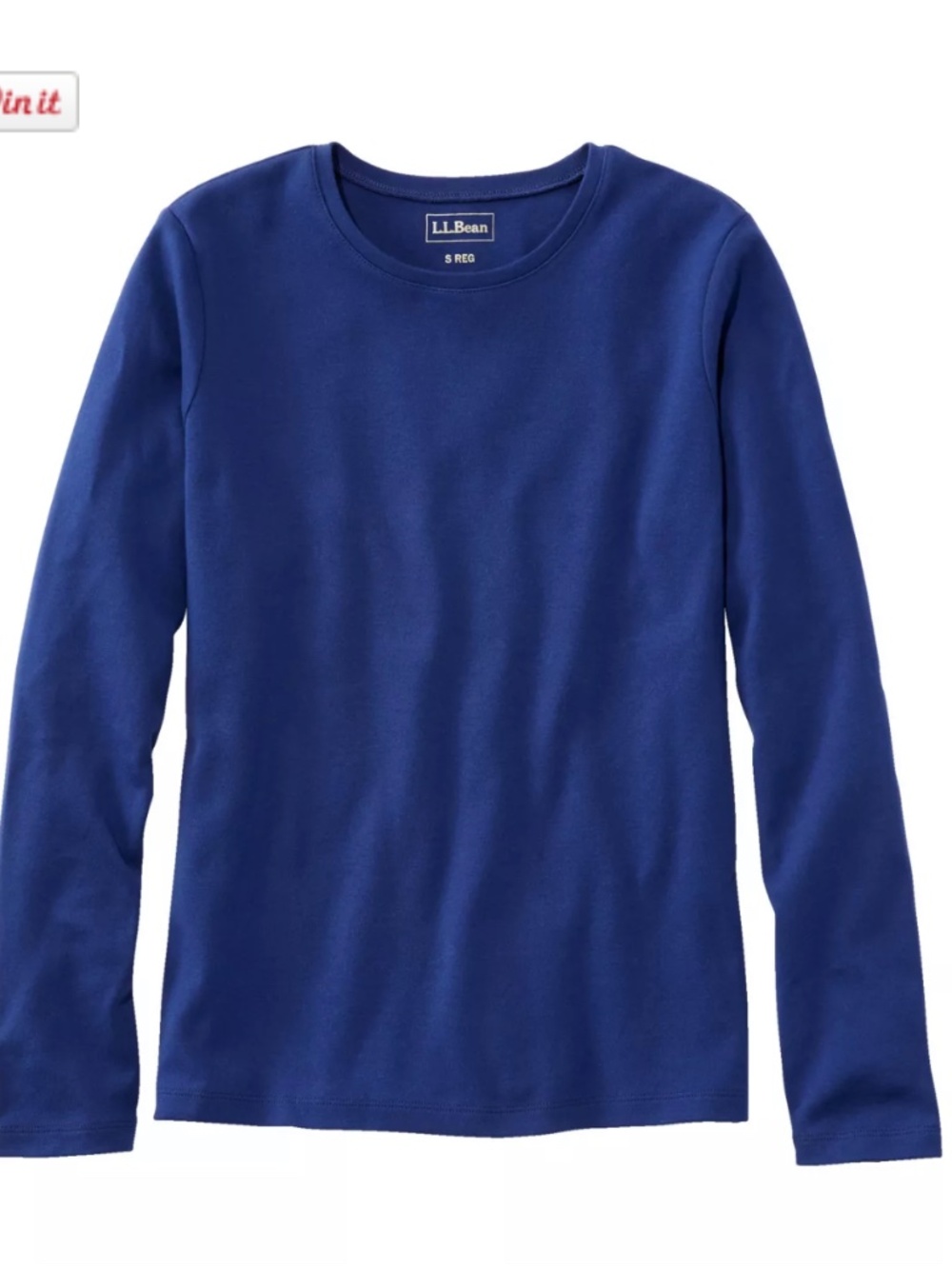 L.L. Bean Women’s Blue Long Sleeve Crewneck 100% Supima Cotton Top Tee XL